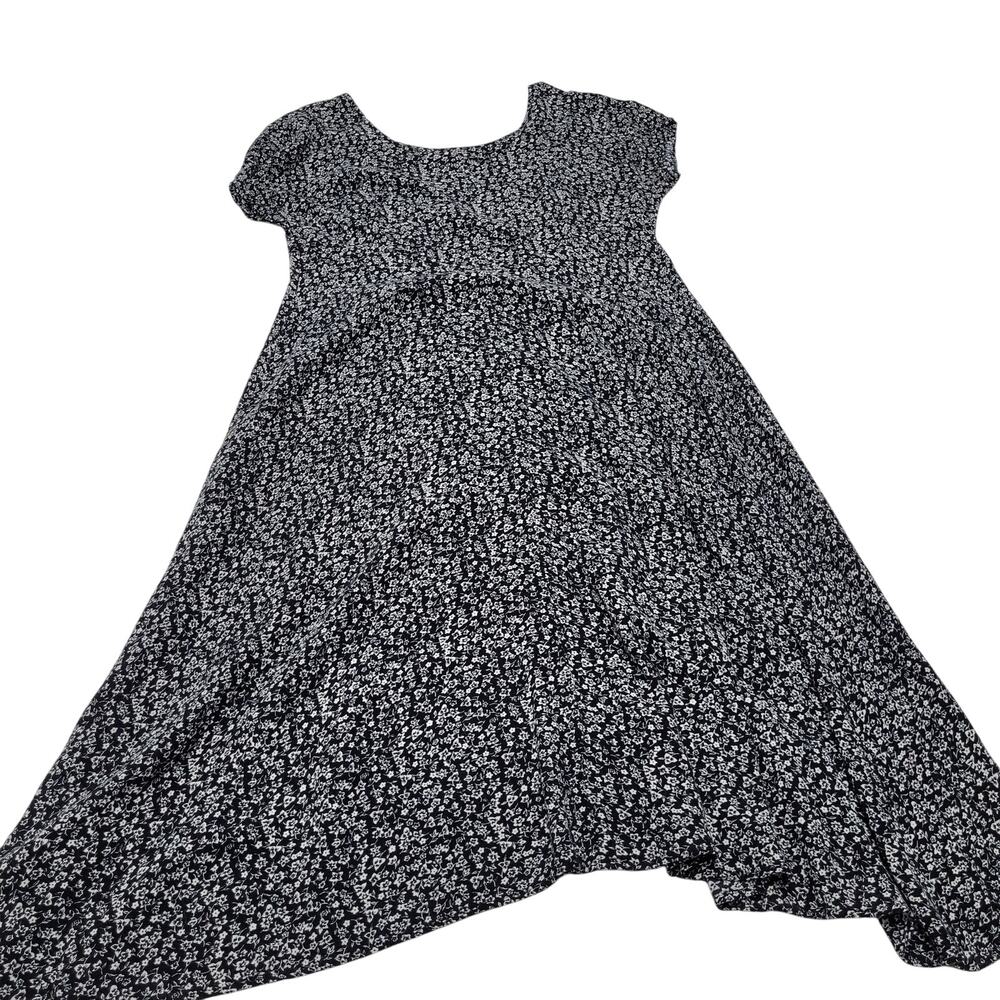 Vintage No boundaries black ditsy floral midi dress asymmetrical flowy goth